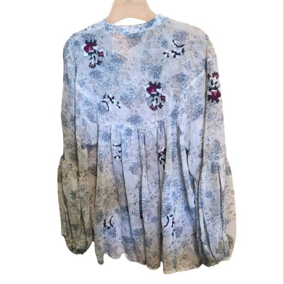 Zara Basic Cream Sheer Floral Blouse - Picture 5 of 7